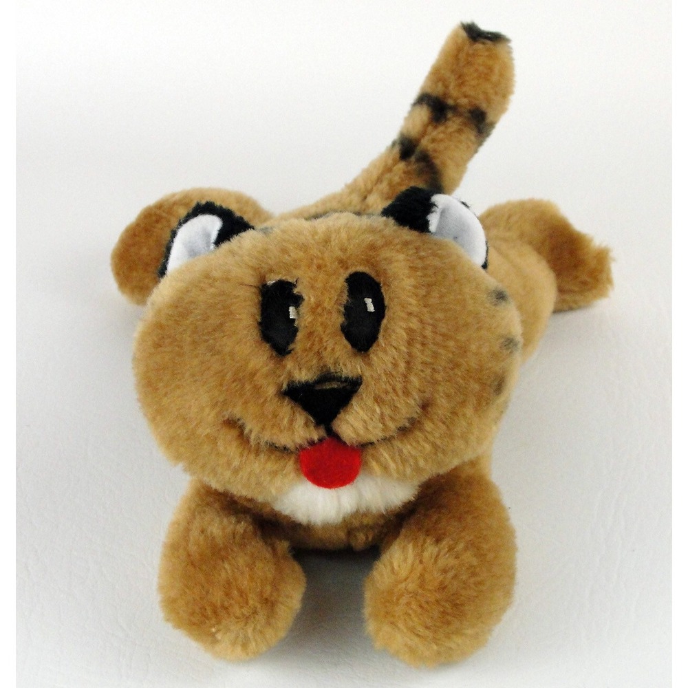 CUDDLE WIT Tiger Cub Cat Plush Squeaker Stuffed Animal Vintage 8 Inch Tan Brown